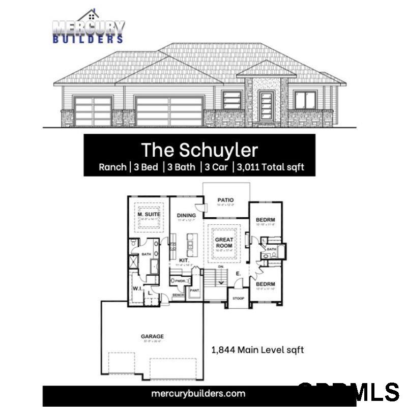 Fantastic opportunity for new construction Ranch in the Millard school district! The Schuyler ranch plan by Mercury Builders is a spacious 3 bed, 3 bath, 3 car layout built for comfort and convenience. The spacious kitchen has ample counter space and a large pantry. The primary suite with vaulted ceilings and walk-in closet. is situated apart from the other bedrooms. Main floor laundry in conveniently connected to the primary closet for added ease. Entertain on your covered patio or enjoy the walking trail and playground just a few blocks away. Completion is set for mid-summer 2024 (AMA) Buyers to verify schools and taxes.