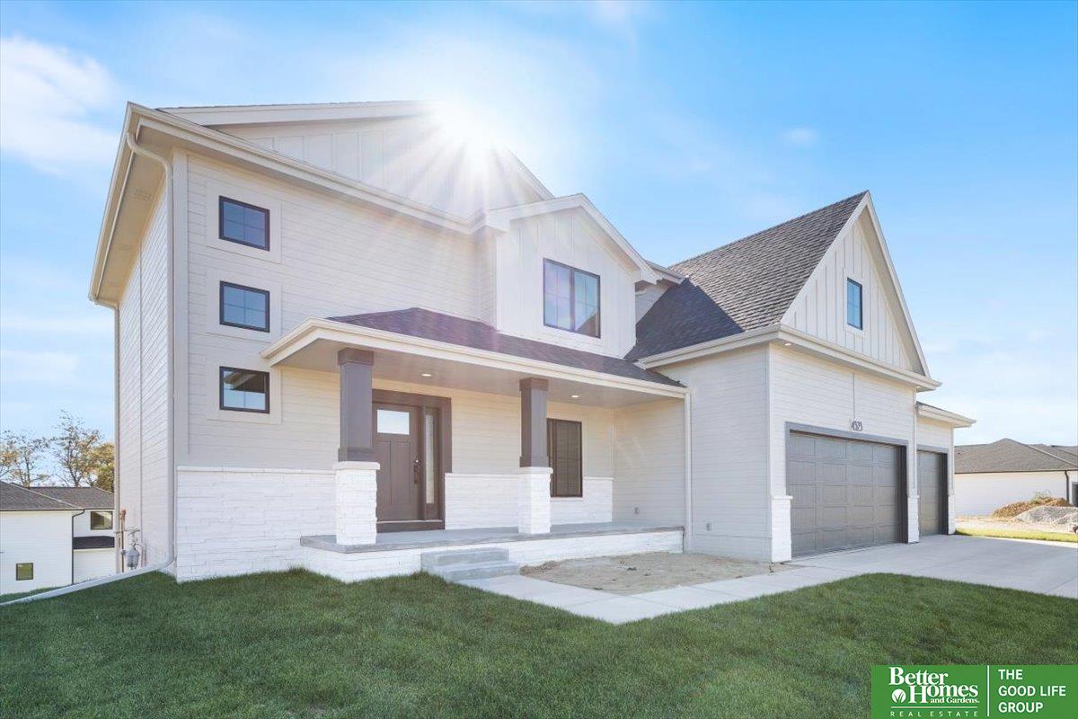 You'll love the modern finishes & style in this 2 Story Showcase Home, sitting on an east facing walkout lot.  This Impressive kitchen that features a built-in full-size Refrigerator & Freezer, 36" gas cooktop, wood hood & custom shelving, quartz countertops, & large walk-in pantry w/ 2nd wall oven & coffee bar. Large dinette w/ cathedral ceiling & shiplap wall. Private drop zone area. Beautiful great room w/ accent ceiling, 60" fireplace, shiplap, & built-in cabinets. Two flex rooms on main floor.  All bedrooms have direct bathroom access. Spacious primary suite w/ lighted trayed ceiling, free standing tub, nicely sized closet, w/ access to laundry room. Finished Basement features large Rec Room with 2nd FP & wet bar. The basement features a bedroom with 3/4 bath. Zoned HVAC system, insulated garage w/ outlet for future heater. Estimated completion date 5/17/2025. Pics of same floor plan but another home. List agent has equity.