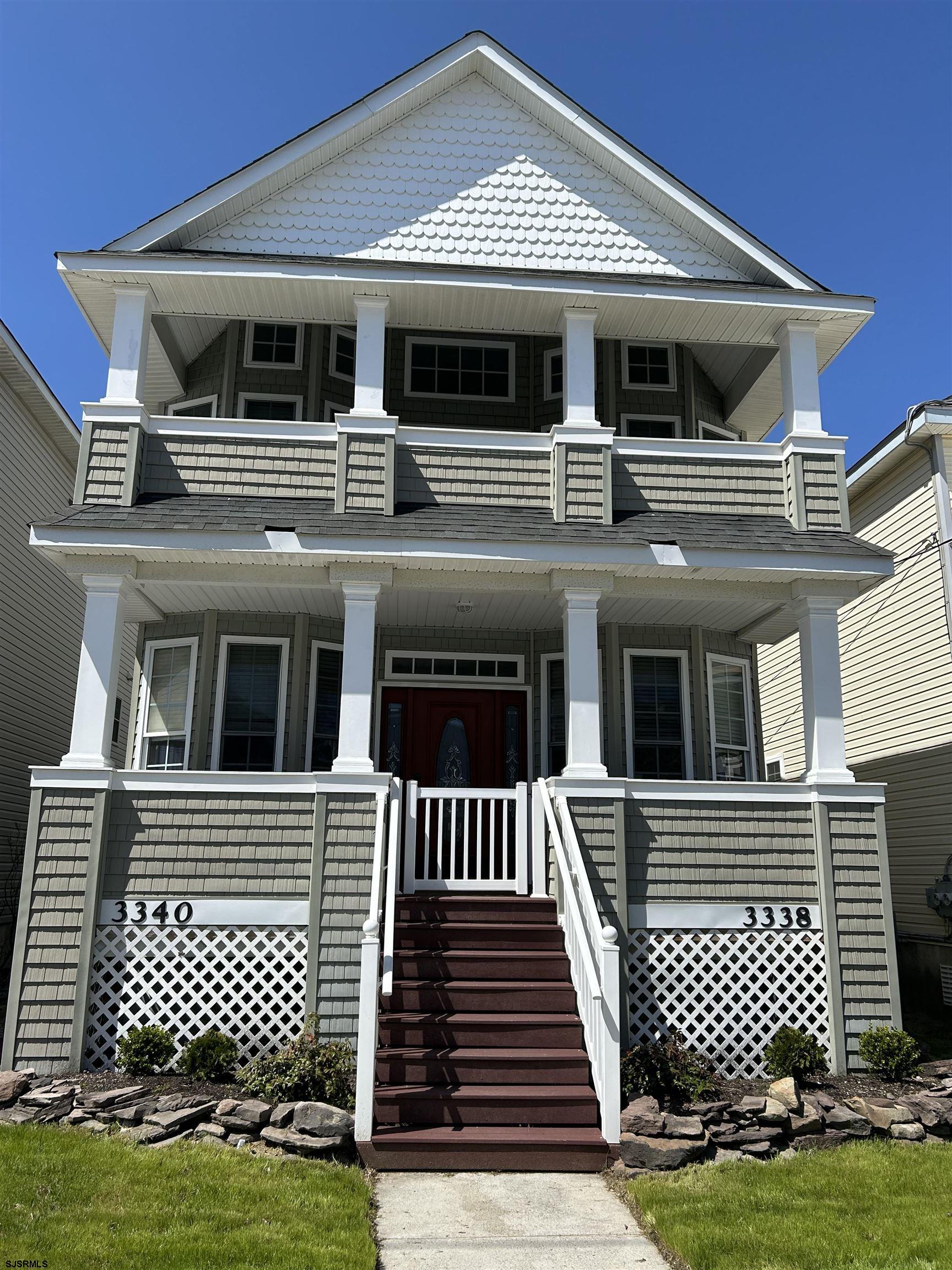 Looking for a Unicorn?  Rare duplex available for sale and immediate occupancy ! Enjoy the summer 2025 season in OCNJ. Close to everything and just steps to the beach. Three bedrooms two spacious baths on each floor, roof-top deck, economical gas heat and central air are just a few of the features. Perfect for a big family with lots of flexibility of use!  Enclosed garages for all your storage needs. Just steps to great beaches and close to playground, basketball and tennis, perfect for a summer with family and friends !