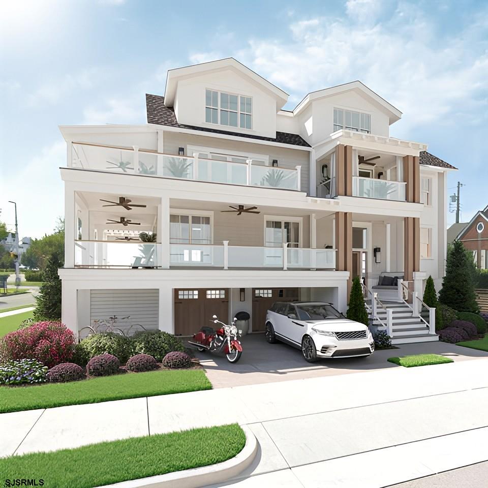 Words can’t fully capture the essence of this high-end custom home—it’s must-see. Located at 8901 Ventnor Ave, this one-of-a-kind coastal retreat is a statement of distinction on the Parkway, offering over 5,400 square feet across three expertly designed levels. Built by Bayfront Properties and curated by Surrounding Interiors, this 7-bedroom, 8-bathroom home is a showcase of architectural excellence, high-end finishes, and serene indoor comfort, with quiet pipe systems, spray foam insulation, and soundproofing throughout.  The Hamptons-inspired exterior features cedar impression siding, rich wood columns, wrap-around decks with sleek glass railings, and a welcoming paver driveway. Inside, a sunlit foyer with wide-plank hardwood floors and a curved glass staircase sets a dramatic tone. The great room centers around a striking fireplace with a full slab surround and integrated bench seating. The chef’s kitchen stuns with a 12-foot island, Chef’s Galley sink, custom cabinetry, slab backsplash, and LED accents—complete with Wolf/Sub-Zero appliances, coffee station, wine fridge, and a discreet walk-in pantry.  The primary suite is a tranquil escape with dual walk-in closets, ocean-view deck access, and a spa-like bath featuring travertine-integrated sinks, curb-less shower, SkLO lighting, and Phylrich fixtures.  Outside, enjoy your private resort-style living with a custom cabana kitchen, 27' x 12' gunite heated pool, 8' x 6' spa, and 47x47 Porcelanosa tile patio continuing seamlessly through the pool coping for a cohesive finish and surrounded by lush landscaping—a perfect backdrop for unforgettable gatherings, sun-soaked afternoons, and peaceful evenings by the water.  Don’t miss this rare opportunity—contact us today to schedule your private tour with the developer and builder to experience the elegance and craftsmanship that define this extraordinary residence in Margate.