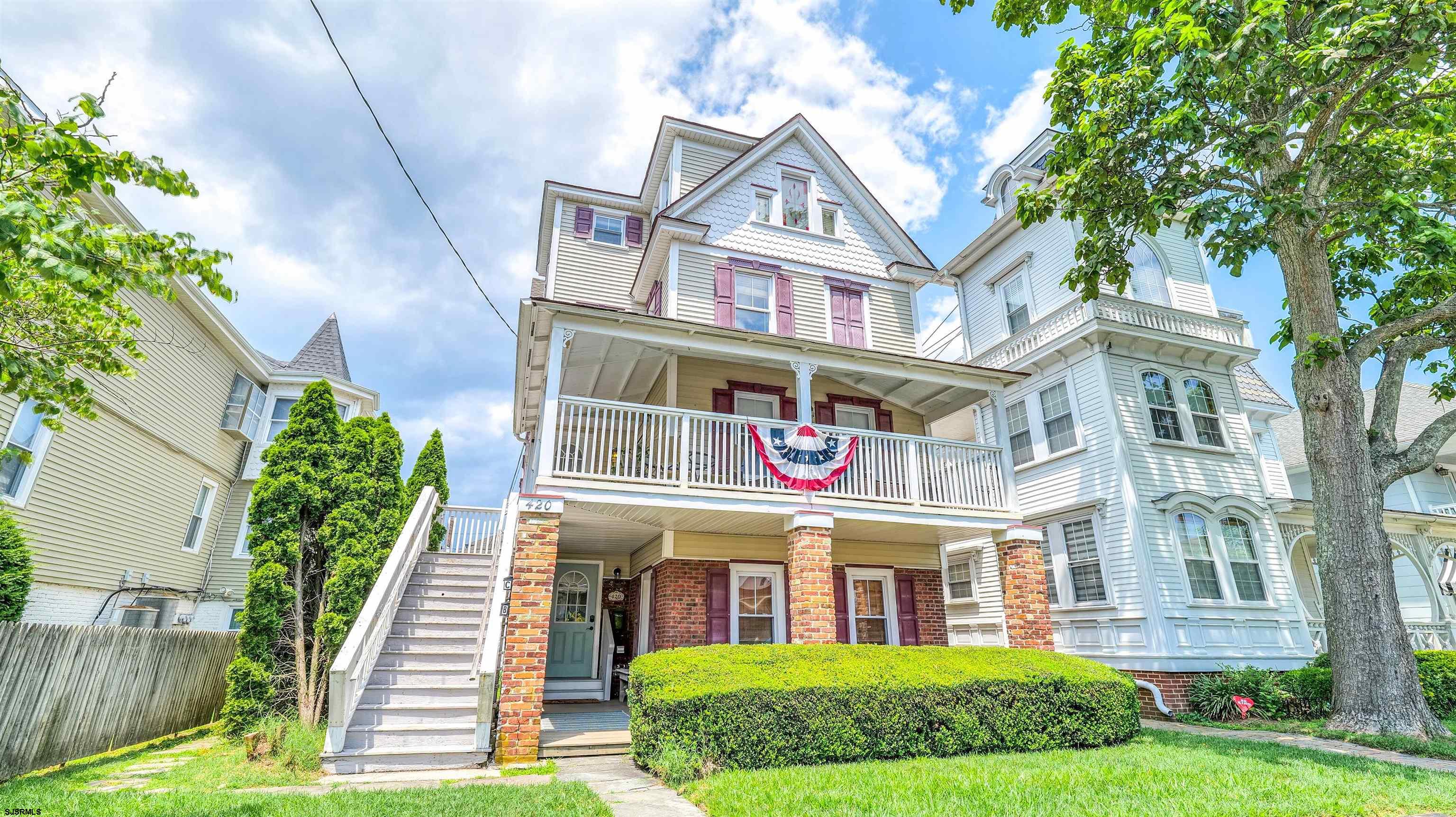 Welcome to your perfect beach getaway at 420 Central Ave, Unit 2, in the charming heart of Ocean City's Historic District. This cozy second-floor condo features 3 comfy bedrooms and 2 updated bathrooms, spread over a spacious living area. Features an eat-in kitchen and 2 living areas. Originally built in 1922, the home has a touch of modern flair while keeping the historic charm.  Step outside to your private wraparound deck, ideal for sipping your morning coffee or enjoying the ocean breeze in the evenings. You'll also appreciate the convenience of off-street parking and a handy storage shed for all your beach gear. With a blend of historic charm and modern updates, this spot offers a relaxed vibe for lazy beach days and entertaining friends. Enjoy the best of Ocean City living right here! Property has a strong rental history in the recent past, although current owner does not rent-would make a great rental or family retreat.