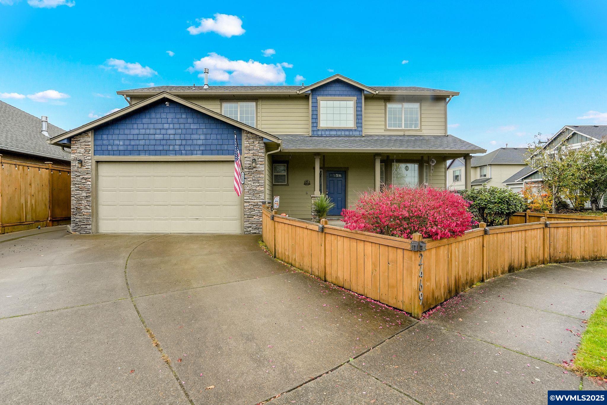This stunning 5-bedroom, 2.5-bath home offers room to relax and entertain. Enjoy a spacious living room, cozy family room w/gas fireplace, and an elegant dining area. The kitchen features new granite countertops, stainless steel appliances, and a generous pantry. Upstairs, find a convenient laundry room with ample storage. The primary suite boasts a spa-like bath with a soaking tub and walk-in shower. Outside, dual gates, peaceful water features, a gazebo-covered patio, and turf make this home a must see! Call/text LB for showings: 503-949-0991